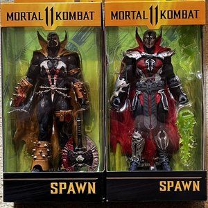 2  McFarlane Toys Mortal Kombat Red & Yellow SPAWN & 7" Action Figures Lot Misb